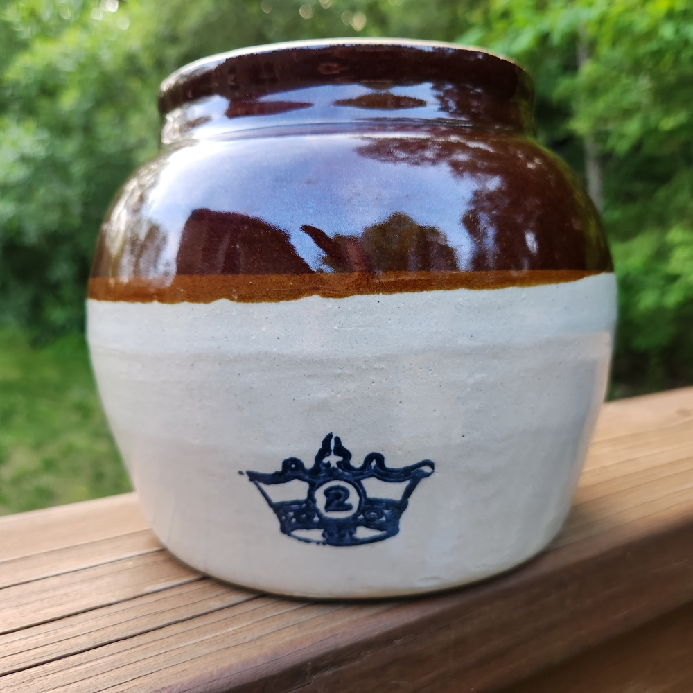 Vintage Robinson-Ransbottom Blue Crown #2 Stoneware Crock NO LID